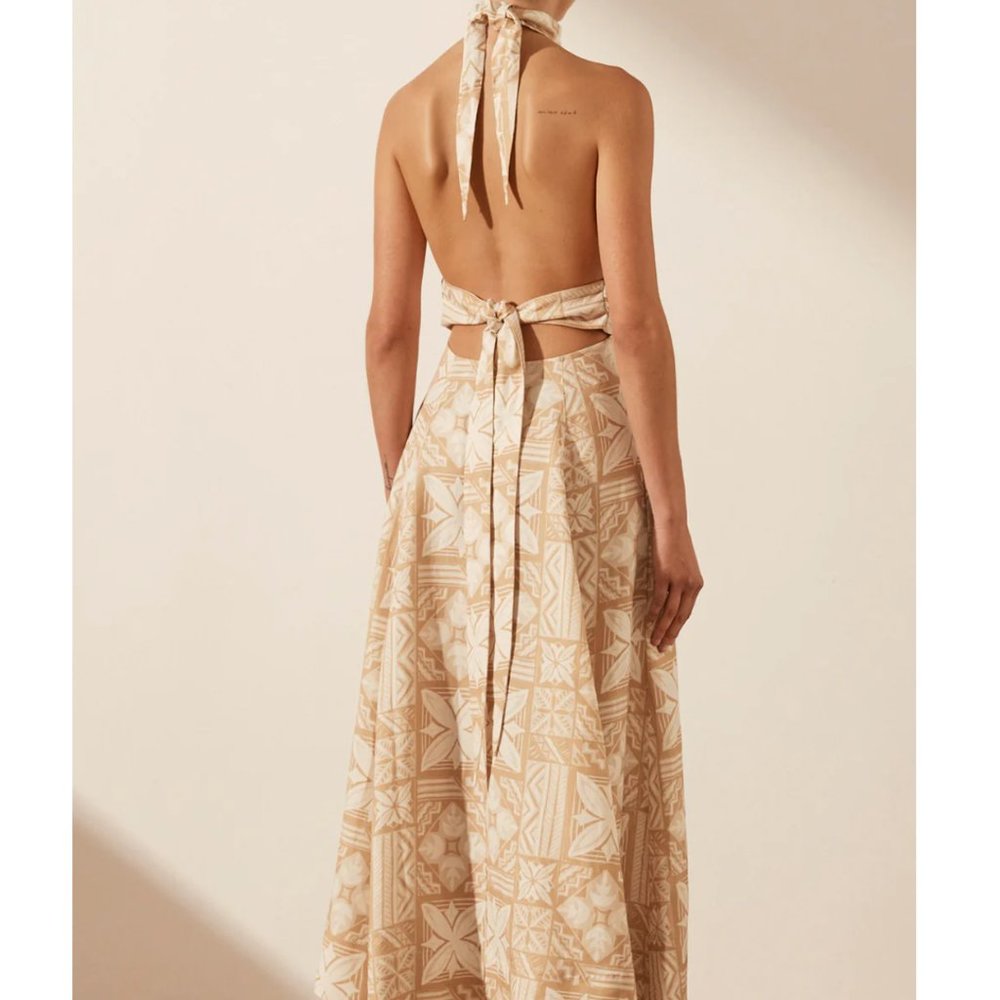 SHONA JOY Almeida Linen Halter Panelled Midi Dress - Picture 9 of 10